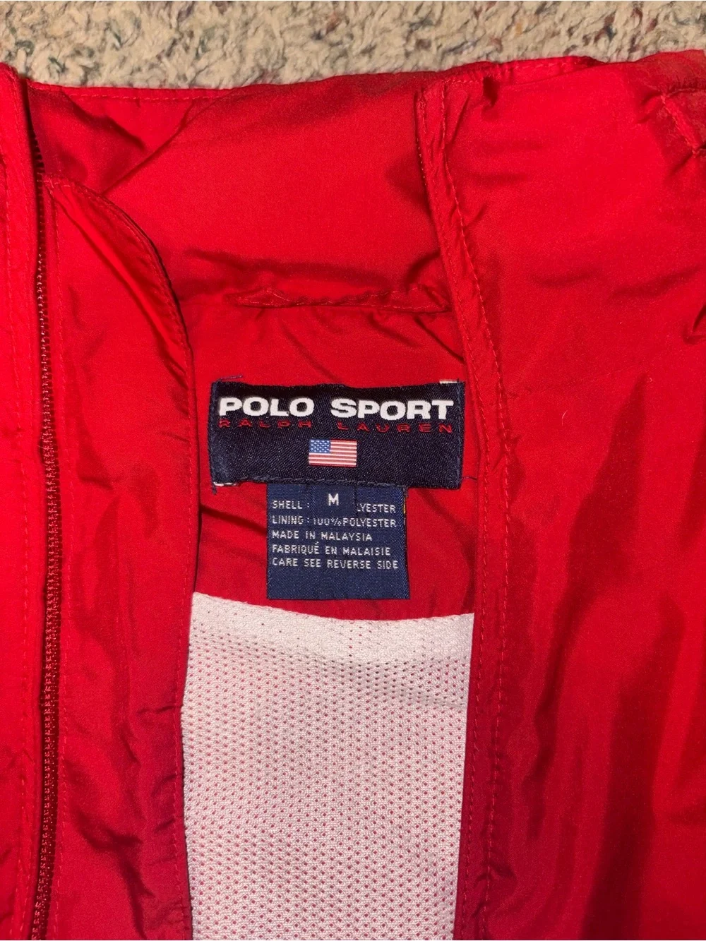 Men's Red Polo Ralph Lauren Sport Windbreaker Jacket (Size Medium)